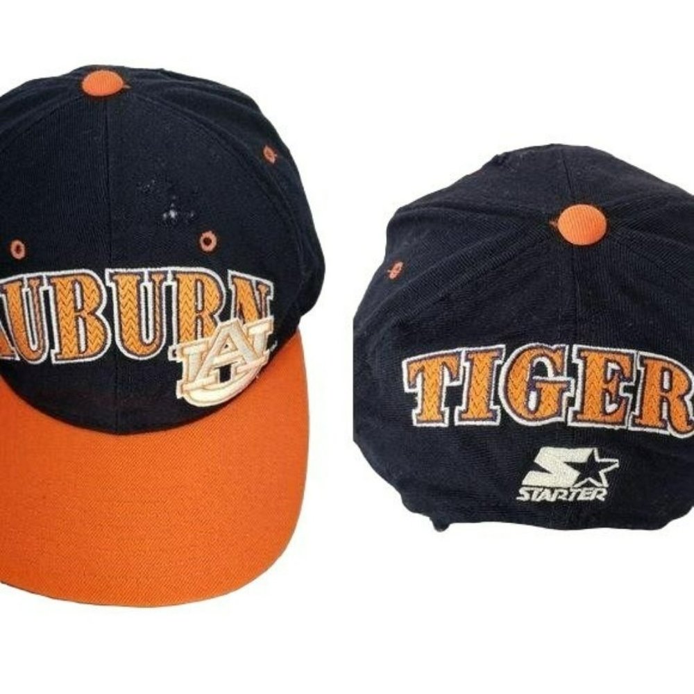 Distressed Auburn Tigers Starter‎ blue orange Logo Football CAP Hat Trucker